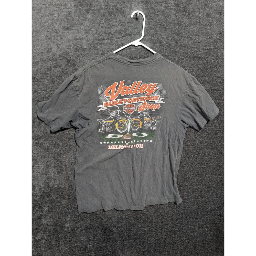 Harley-Davidson Valley HD Shop Belmont OH Graphic T-Shirt Gray Mens XL 2054